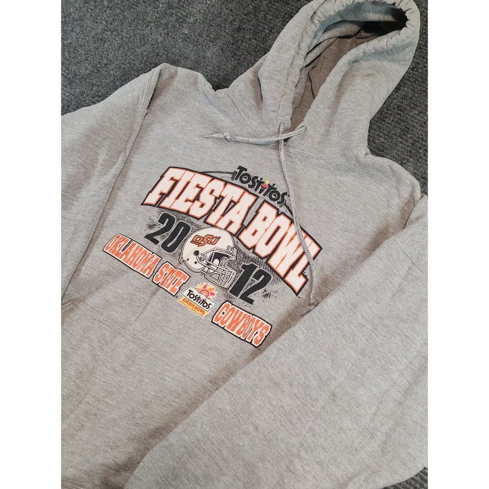 Gildan Oklahoma State Cowboys 2012 Fiesta Bowl Hoodie Mens XL Gray Sweatshirt